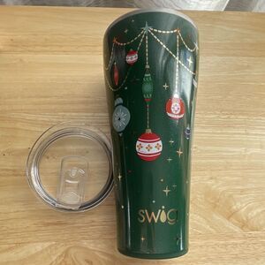 32 oz Swig Christmas Ornaments Insulated Tumbler Set -Through Lid, Green Red